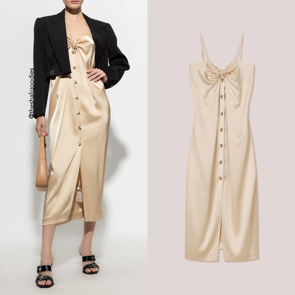 NANUSHKA Doris Midi Slip Dress Cream Sarong Style - Picture 2 of 9